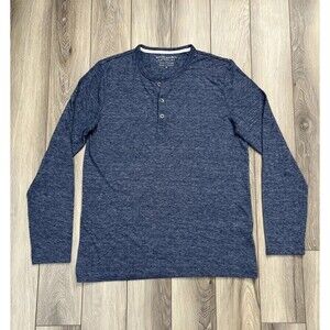 Banana Republic Blue Linen Vintage Tee Henley Long Sleeve Shirt Mens Size Medium